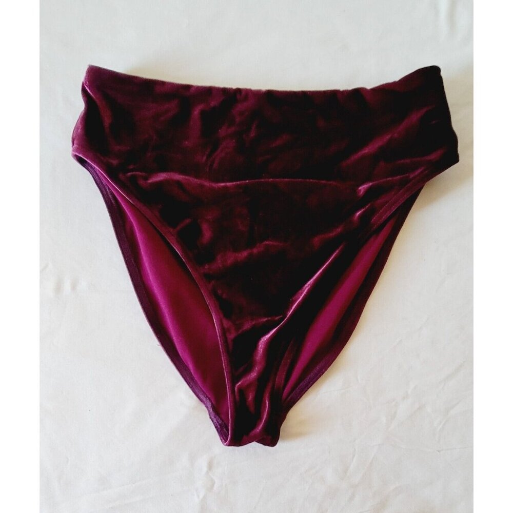 ASOS Burgundy US 8 Velour Bikini Swimsuit High Waisted High Cut Bottom